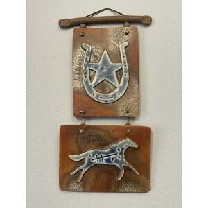 Southwestern Salt Flash Art Tile Horseshoe and Running Horse